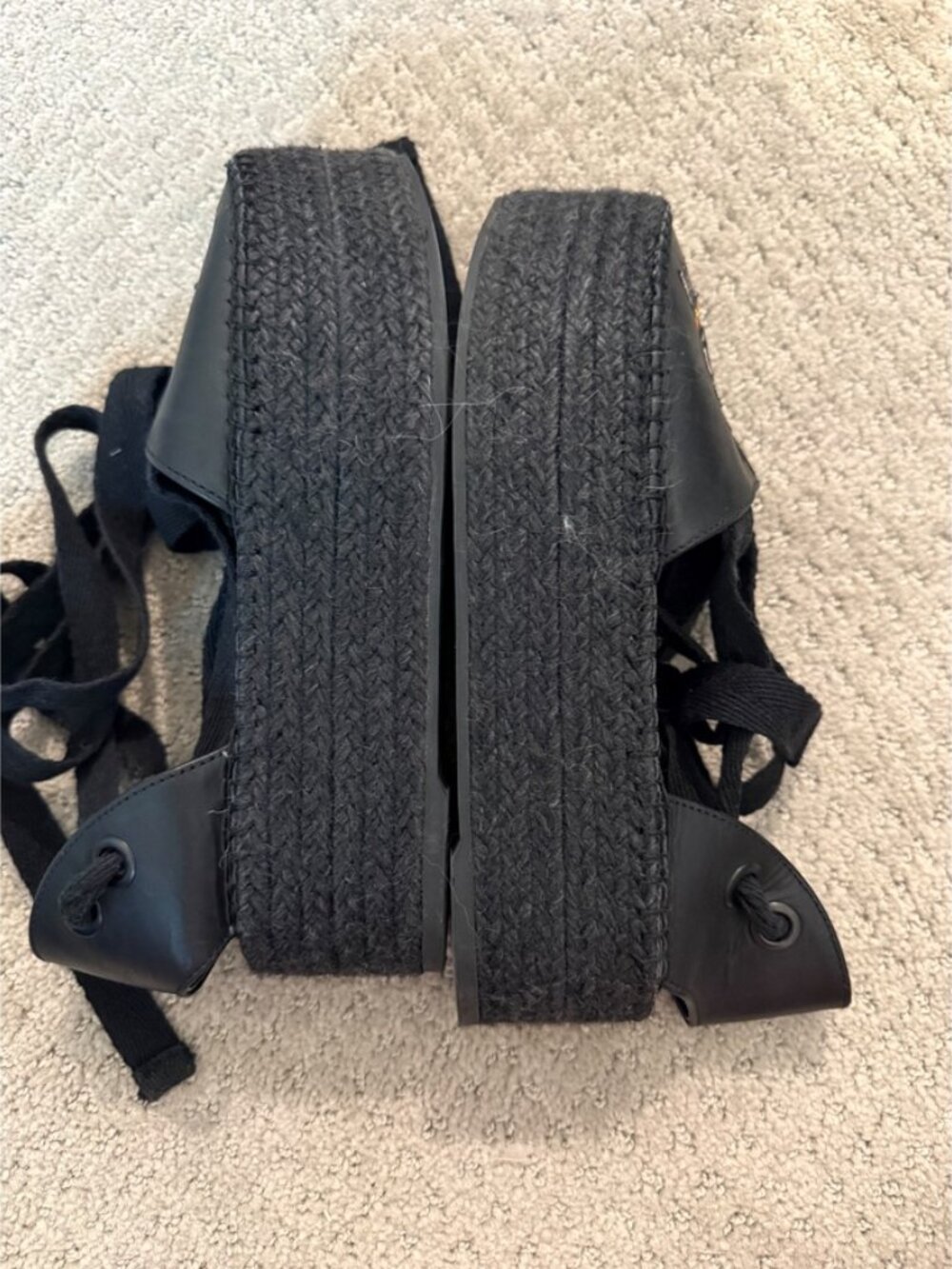 Kenzo Maya Leather Platform Espadrille Sandals Black 8 Tribal Evil Eye - Picture 9 of 11